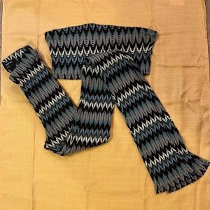 2 pc crop top and Bell bottom cover up